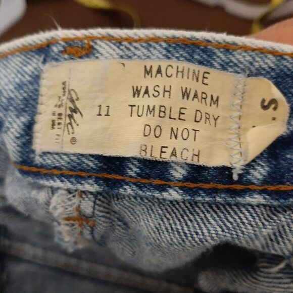 Vintage Chic High Waisted Knee Length Stonewash Acid Wash Denim Skirt Small - Picture 4 of 10